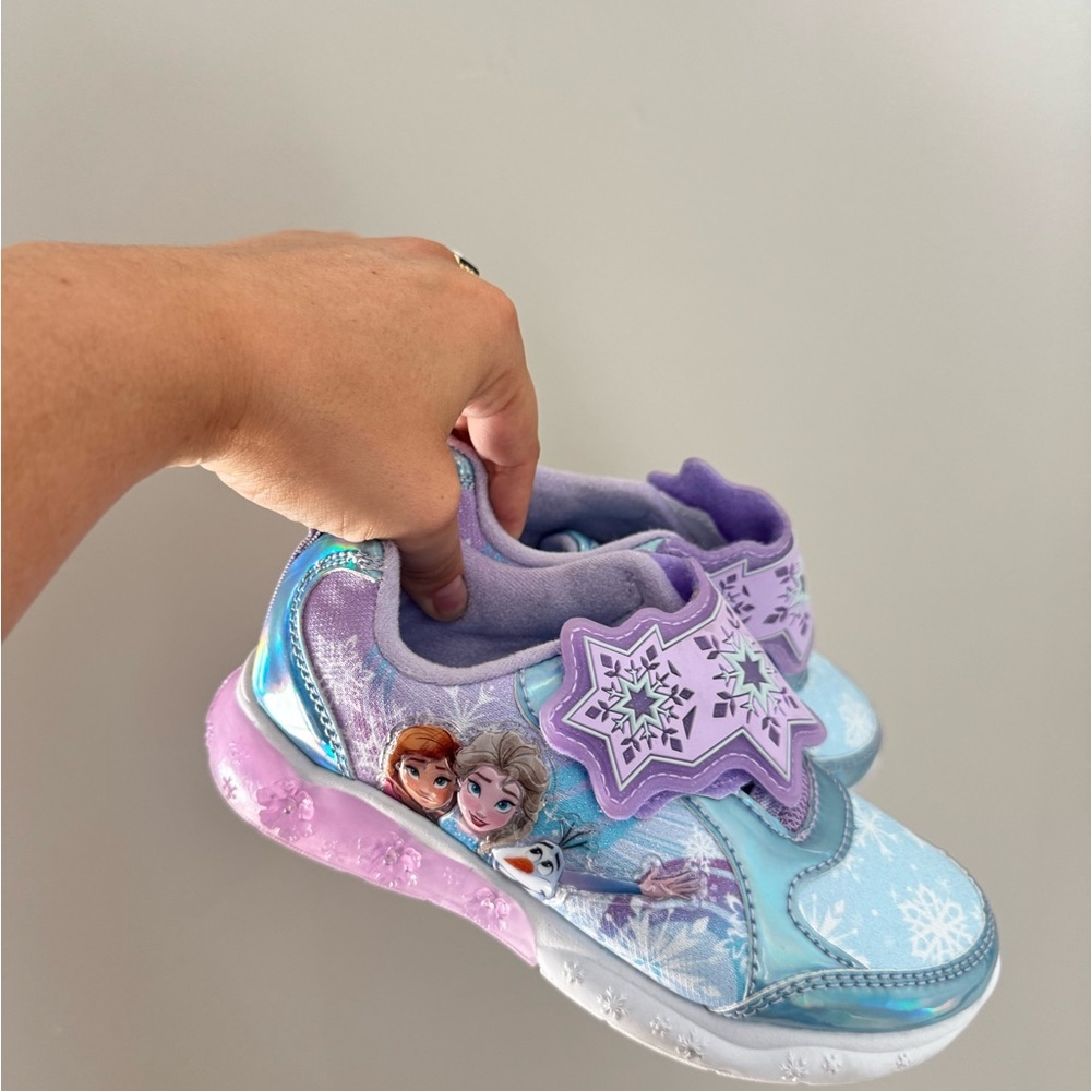 Disney Frozen Light Up Sneakers Toddler Girls S 12 Elsa Anna LED Shoes - Picture 2 of 9